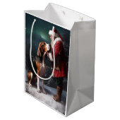 Treeing Walker Coonhound Weihnachtsmann Mittlere Geschenktüte (Rückseite Schrägansicht)
