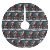 Treeing Walker Coonhound Weihnachtsmann Polyester Weihnachtsbaumdecke (Vorderseite)