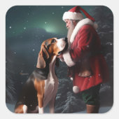 Treeing Walker Coonhound Weihnachtsmann Quadratischer Aufkleber (Vorderseite)