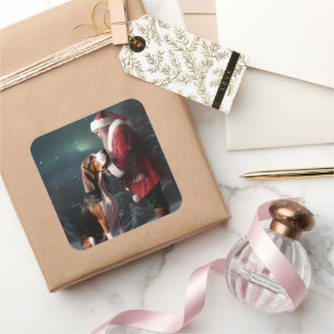 Treeing Walker Coonhound Weihnachtsmann Quadratischer Aufkleber