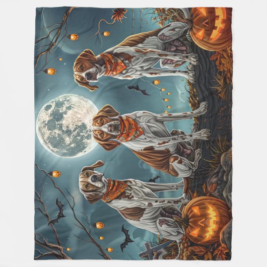 Treeing Walker Halloween Spooky Fleecedecke (Vorderseite)