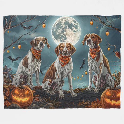 Treeing Walker Halloween Spooky Fleecedecke (Vorderseite (Horizontal))