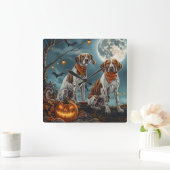 Treeing Walker Halloween Spooky Quadratische Wanduhr (Zuhause)