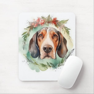 Treeing Walker Weihnachts-Kranz Festiver Hund Mousepad