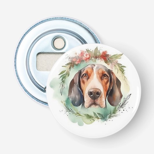 Treeing Walker Weihnachtskranz Festiver Hund Flaschenöffner (Vorderseite)