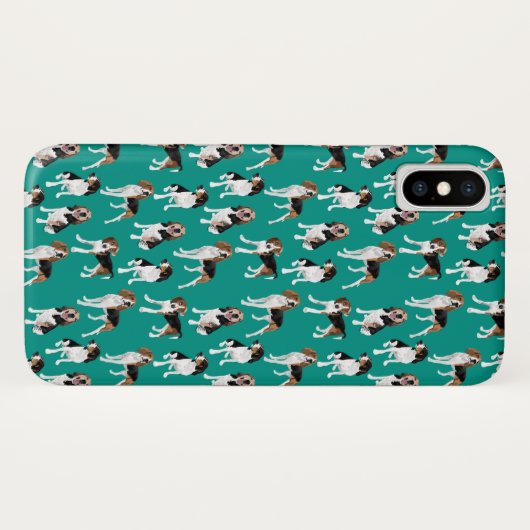 Treeing WandererCoonhound auf aquamarinem Case-Mate iPhone Hülle (Rückseite (Horizontal))