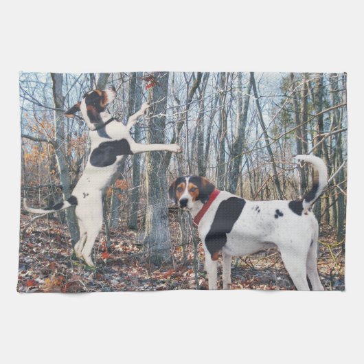 Treeing Wanderercoonhound-Geschirrtuch Handtuch (Horizontal)