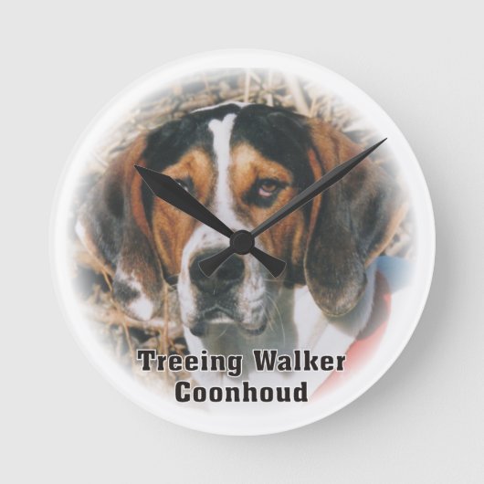 Treeing Wanderercoonhound-Hundeuhr Runde Wanduhr (Vorderseite)