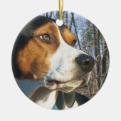 Treeing WandererCoonhound im Holz Keramik Ornament (Vorne)