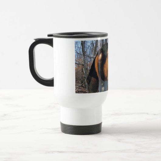 Treeing WandererCoonhound im Holz Reisebecher (Links)