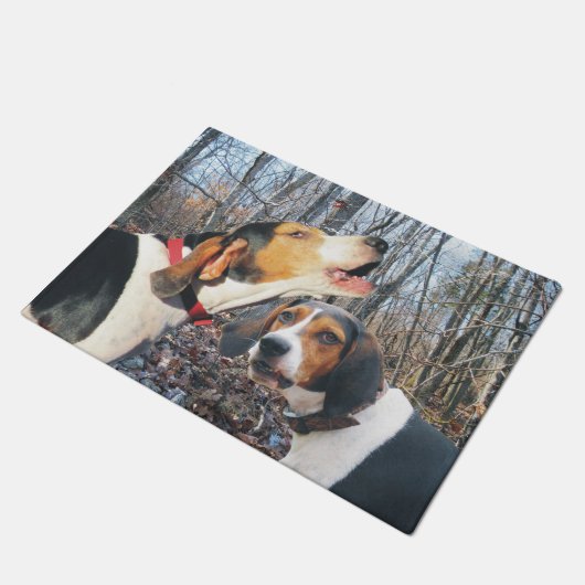 Treeing WandererCoonhound in der Holz-Tür-Matte Fußmatte (Schrägansicht)