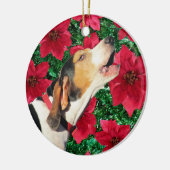 Treeing Wanderercoonhound-Poinsettias Keramikornament (Links)