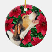 Treeing Wanderercoonhound-Poinsettias Keramikornament (Hinten)