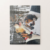 Treeing WandererCoonhounds in Snowy-Holz Puzzle (Vertikal)