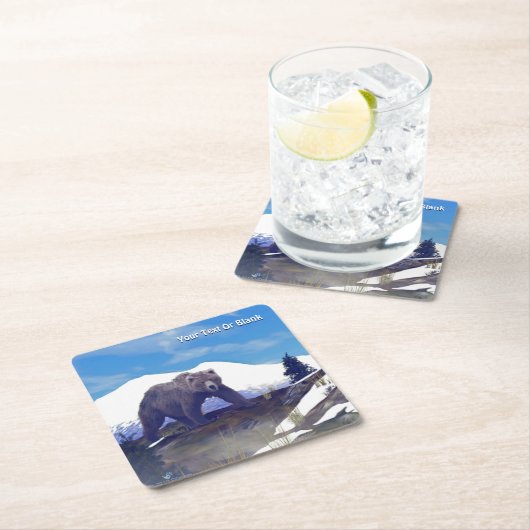 Treeline Grizzly Rechteckiger Pappuntersetzer (Vor Ort)