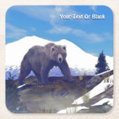 Treeline Grizzly Rechteckiger Pappuntersetzer (Vorderseite)