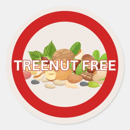 Treenut Free Food Allergy Alert Classic Runder Aufkleber (Vorderseite)