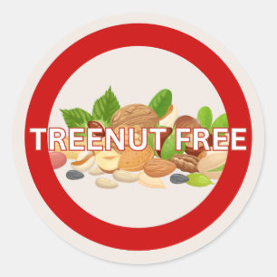 Treenut Free Food Allergy Alert Classic Runder Aufkleber