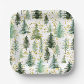 Trees Gold Glitzer Paper Plate Pappteller (Vorderseite)