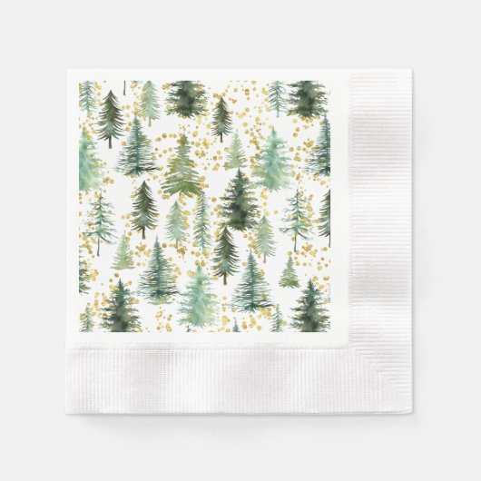 Trees Gold Glitzer Weihnachtsbuch Napkin Party Serviette (Vorderseite)