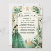 Trees Gold Mint Glam Emerald Green Quinceanera Einladung (Vorderseite)