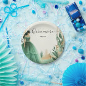 Trees Gold Mint Glam Emerald Green Quinceanera Pappteller (Party)