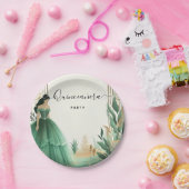 Trees Gold Mint Glam Emerald Green Quinceanera Pappteller (Party)