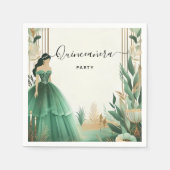 Trees Gold Mint Glam Emerald Green Quinceanera Serviette (Vorderseite)