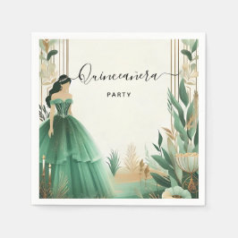 Trees Gold Mint Glam Emerald Green Quinceanera Serviette