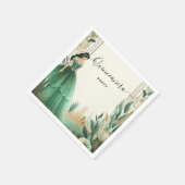 Trees Gold Mint Glam Emerald Green Quinceanera Serviette (Ecke)