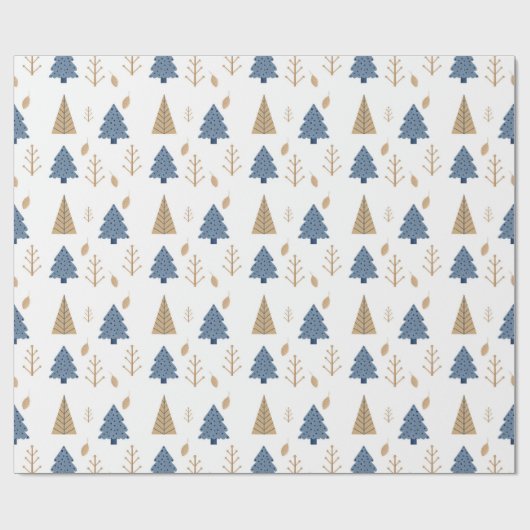 Trees in Blue and Gold Geschenkpapier (Flach)