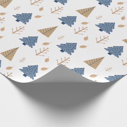 Trees in Blue and Gold Geschenkpapier (Ecke)