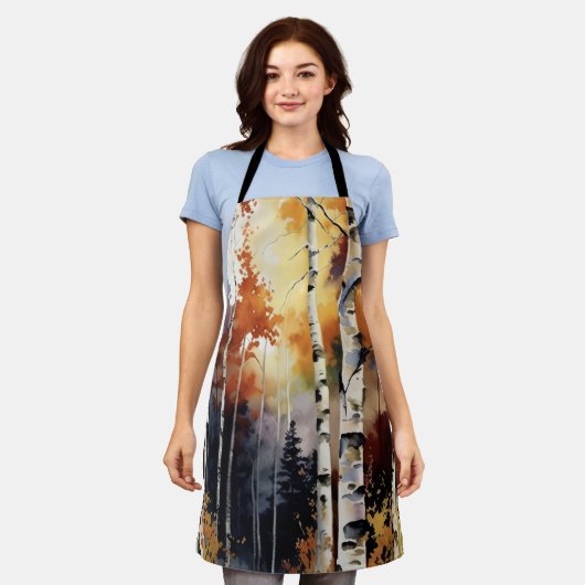 Trees in the Forest Birch with sunlight Schürze (Getragen)