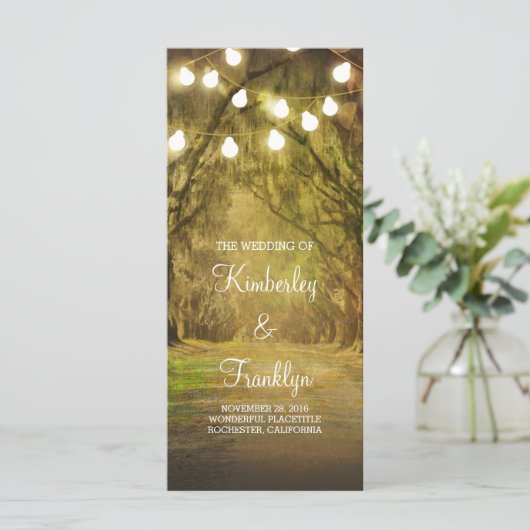 Trees Path String Lights Hochzeitsprogramme Programm (Stehend Vorderseite)