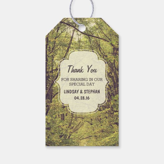 Trees Path Wedding Vielen Dank Geschenkanhänger (Vorderseite)