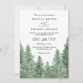 Trees Pine Forest Rustic Elegant QR Code Wedding Einladung (Vorderseite)