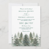 Trees Pine Rustic Forest Elegant QR Code Wedding Einladung (Vorderseite)