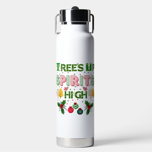 Trees up spirits high christmas holiday graphic trinkflasche (Vorderseite)