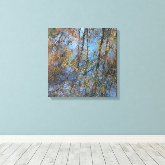 Trees Water Reflection Stretched Canvas Print Leinwanddruck (Insitu (Holzboden))