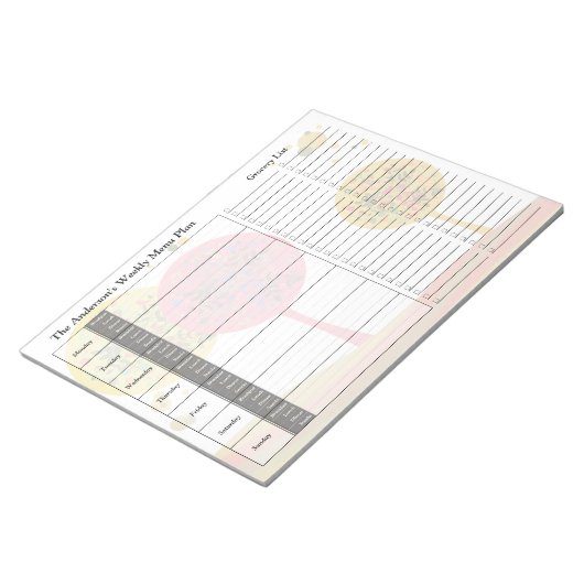 Trees Weekly Personalisiert Menu Plan Notepad Notizblock (angewinkelt)