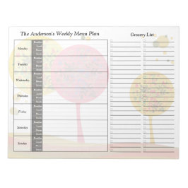 Trees Weekly Personalisiert Menu Plan Notepad Notizblock
