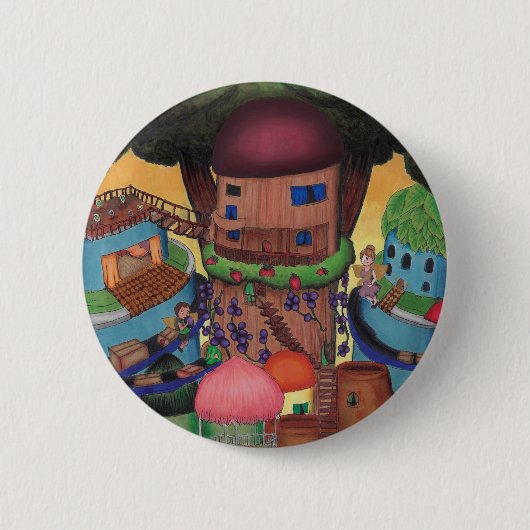 Treetop Fairy Village Art Button (Vorderseite)