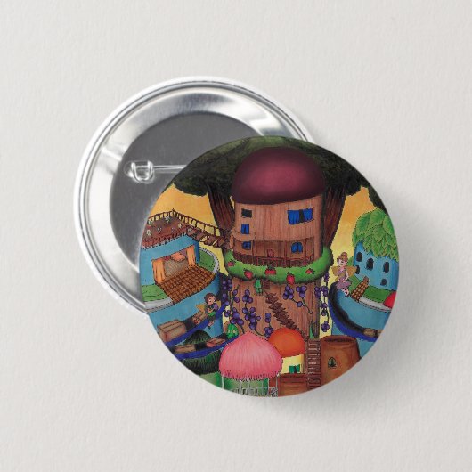 Treetop Fairy Village Art Button (Vorne & Hinten)