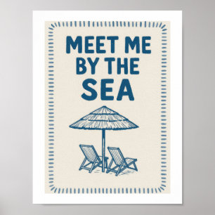 Treffe mich am Meer Retro-Typografie Strandlounge Poster