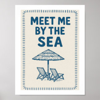Treffe mich am Meer Retro-Typografie Strandlounge Poster