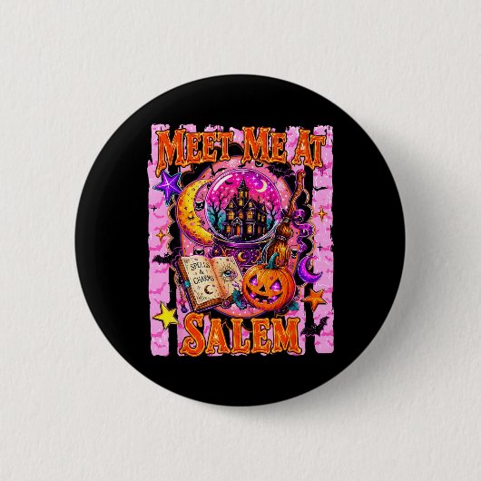 Treffe mich bei M Witchy Halloween Ed spookiger Kü Button (Vorderseite)