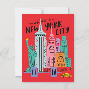 Treffe mich bei New Yorker Skyline-Sehenswürdigkei Postkarte