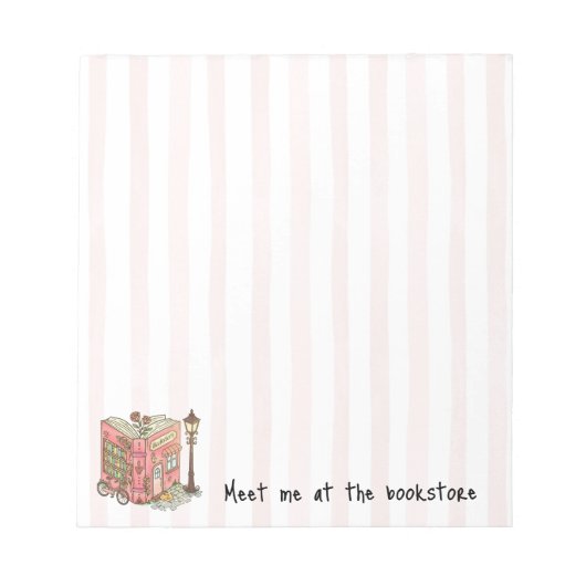 Treffe mich im Buchladen Pink Stripes Notizblock (Vorderseite)