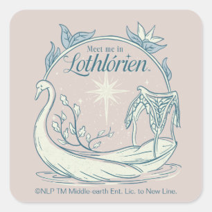 Treffe mich in LOTHLORIEN™ - Schwanenboot Quadratischer Aufkleber