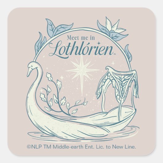 Treffe mich in LOTHLORIEN™ - Schwanenboot Quadratischer Aufkleber (Vorderseite)